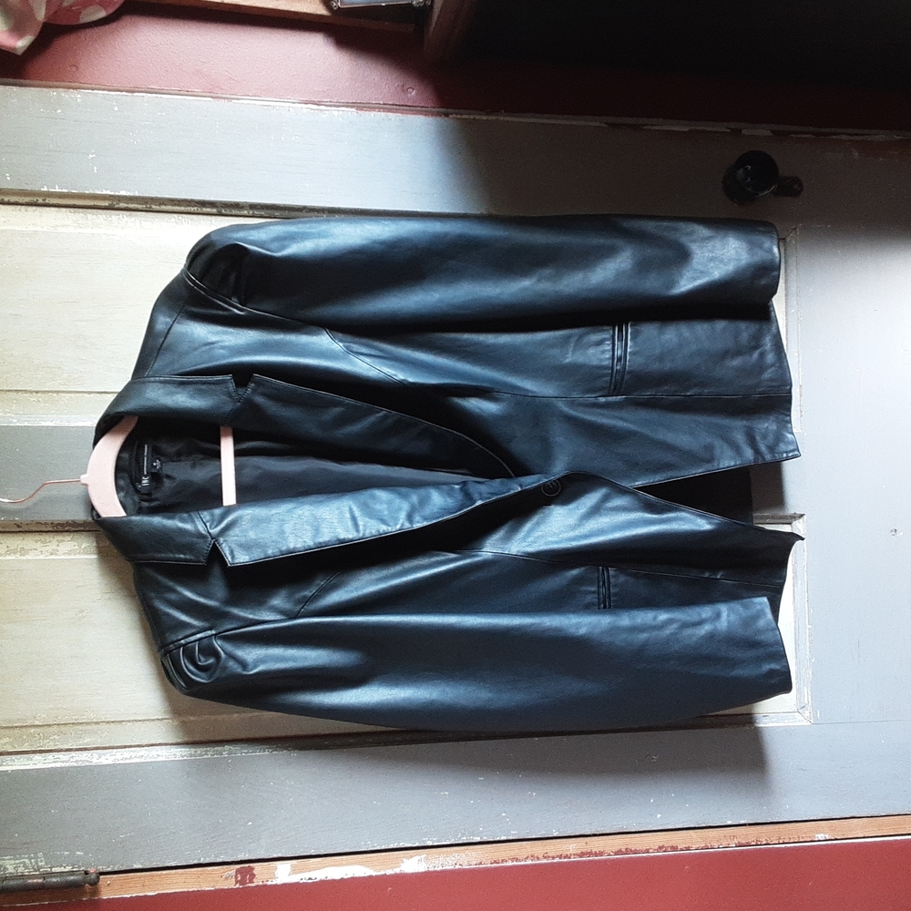 I.N.C Black Pleather Jacket With Puffed Sleeves